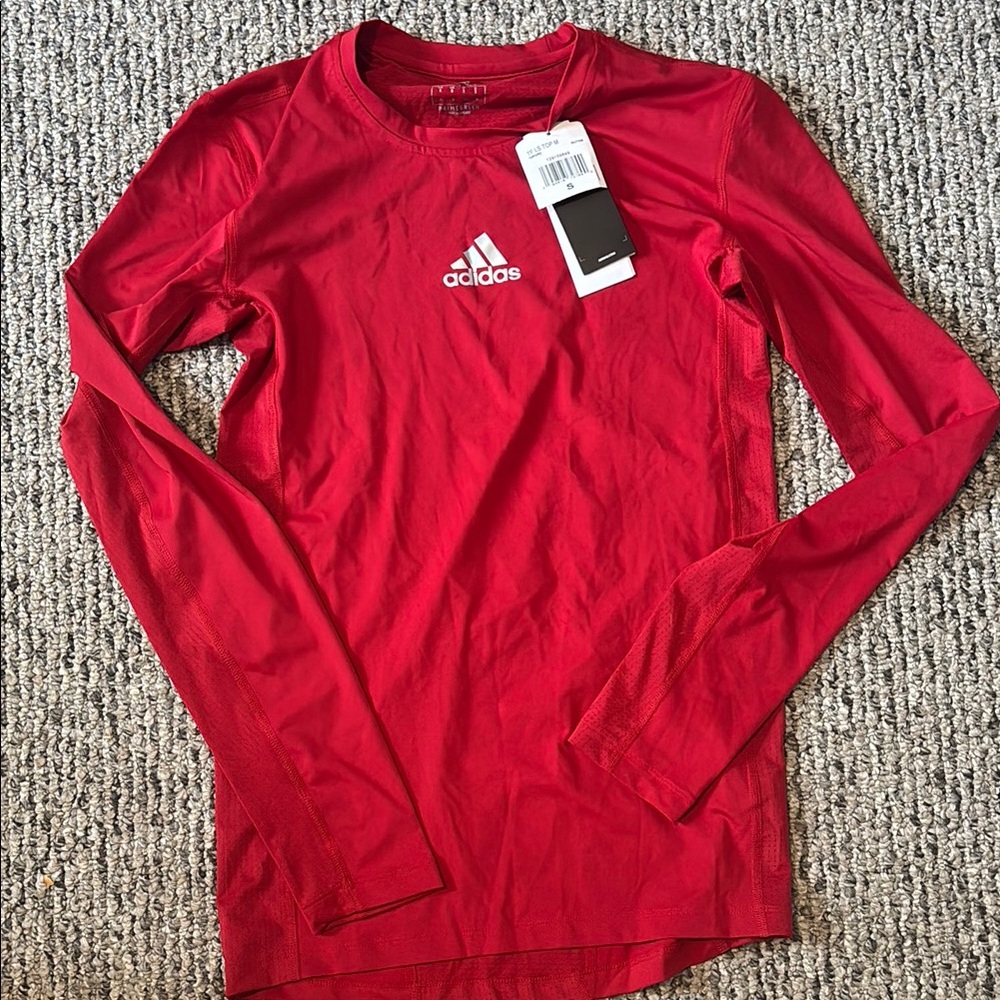 Adidas Red Long Sleeve Performance Tee